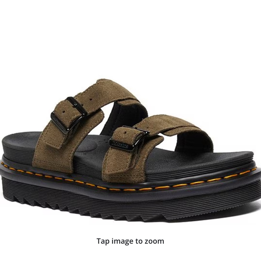 Woman Olive Suede Slide Sandals